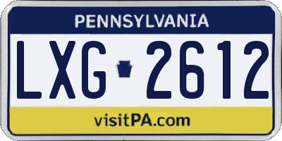 PA license plate LXG2612