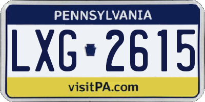 PA license plate LXG2615