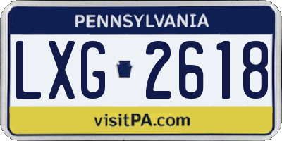PA license plate LXG2618