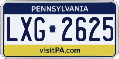 PA license plate LXG2625