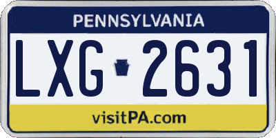 PA license plate LXG2631