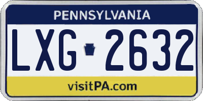 PA license plate LXG2632