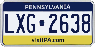PA license plate LXG2638