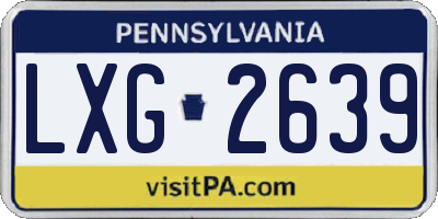 PA license plate LXG2639