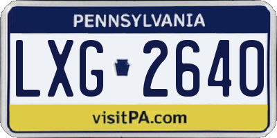 PA license plate LXG2640