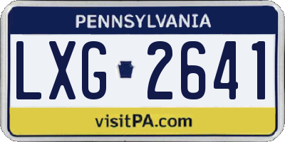 PA license plate LXG2641
