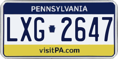 PA license plate LXG2647
