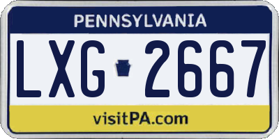 PA license plate LXG2667