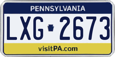 PA license plate LXG2673