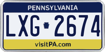 PA license plate LXG2674