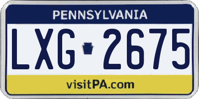 PA license plate LXG2675