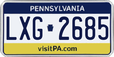 PA license plate LXG2685
