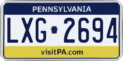 PA license plate LXG2694