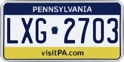 PA license plate LXG2703