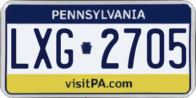 PA license plate LXG2705