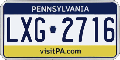 PA license plate LXG2716