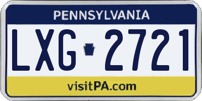PA license plate LXG2721