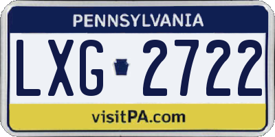 PA license plate LXG2722