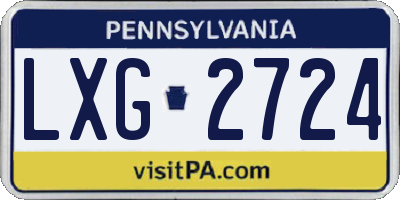 PA license plate LXG2724