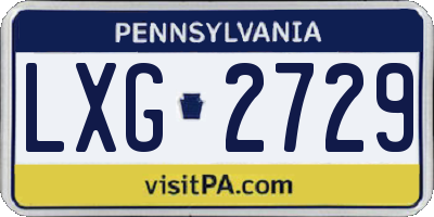 PA license plate LXG2729