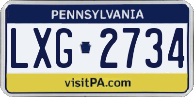 PA license plate LXG2734