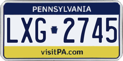 PA license plate LXG2745