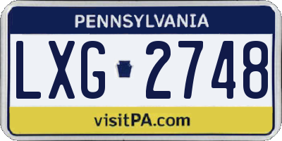 PA license plate LXG2748