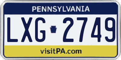 PA license plate LXG2749