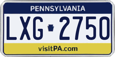 PA license plate LXG2750