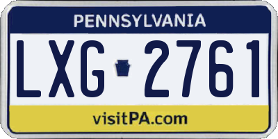 PA license plate LXG2761