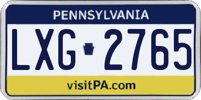 PA license plate LXG2765