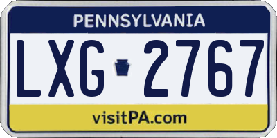 PA license plate LXG2767