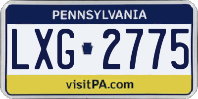 PA license plate LXG2775