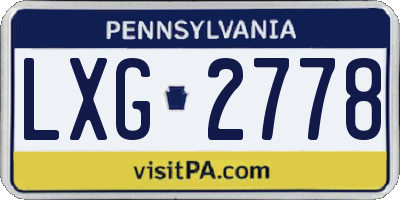 PA license plate LXG2778