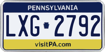 PA license plate LXG2792