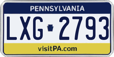 PA license plate LXG2793
