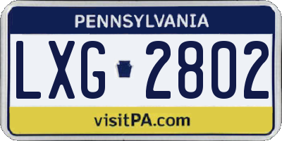 PA license plate LXG2802