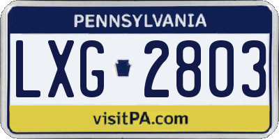 PA license plate LXG2803