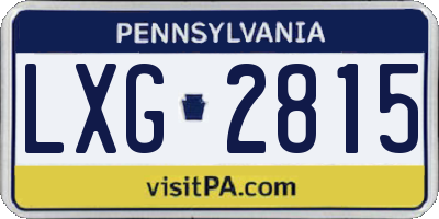 PA license plate LXG2815
