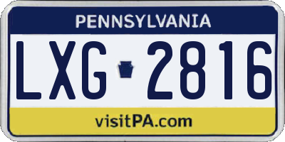 PA license plate LXG2816