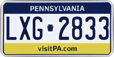 PA license plate LXG2833