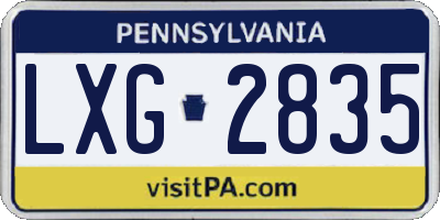 PA license plate LXG2835