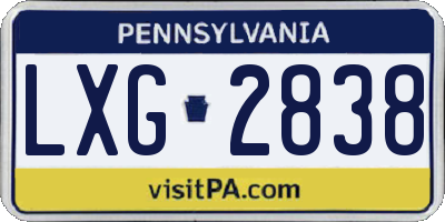 PA license plate LXG2838