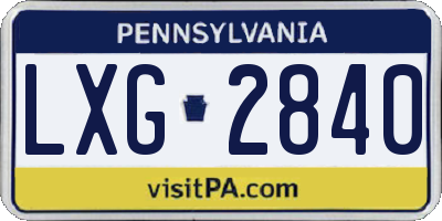 PA license plate LXG2840