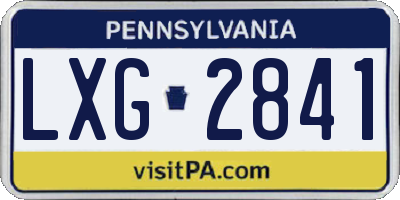PA license plate LXG2841
