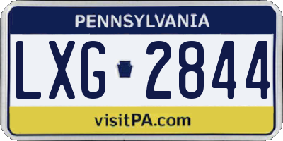 PA license plate LXG2844