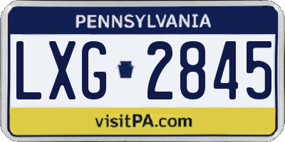 PA license plate LXG2845