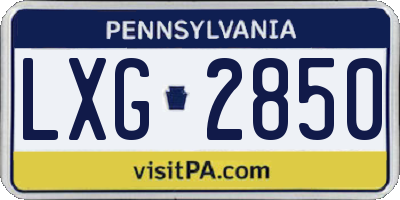 PA license plate LXG2850