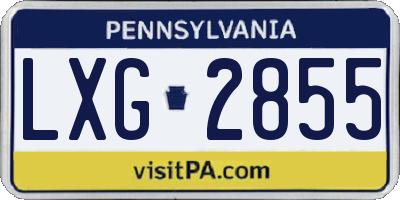 PA license plate LXG2855