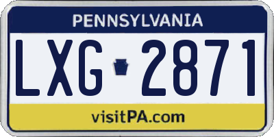 PA license plate LXG2871